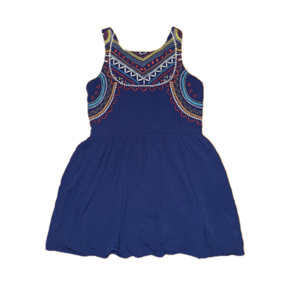 Xhilaration Navy Dress with Vibrant Embroidery